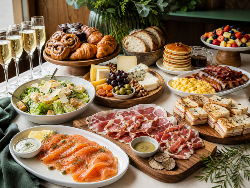 Deluxe brunch med champagne, laks, Iberico, croissanter, ost, frugt og brownie